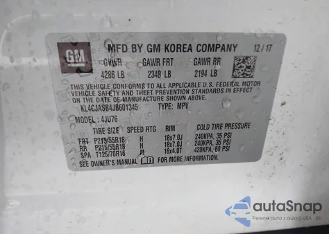 2018 Buick Encore Preferred из США, поврежденный, VIN KL4CJASB4JB601345